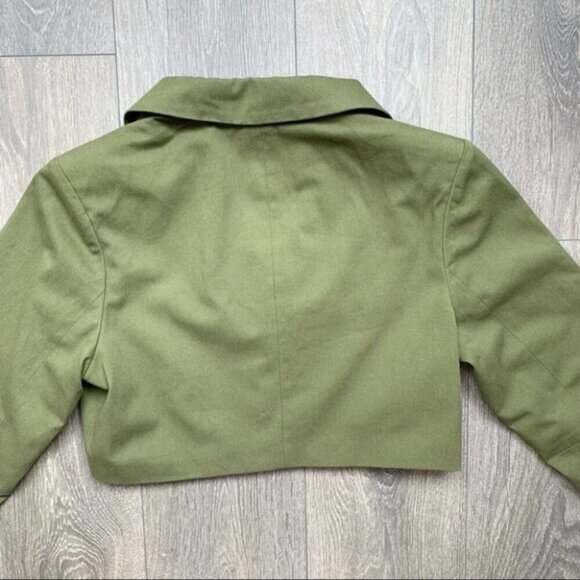 REVOLVE Camila Coelho Leticia Blazer Jacket Olive Green Cropped Size Medium - Picture 12 of 16